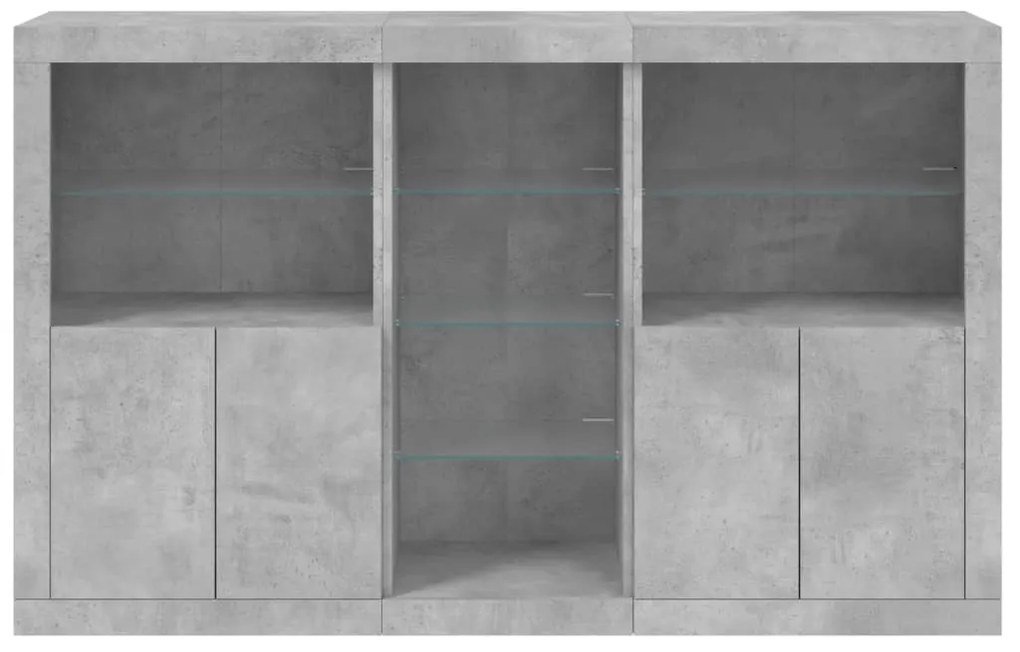 vidaXL Μπουφές με Φώτα LED Γκρι Σκυροδέματος 162 x 37 x 100 εκ.