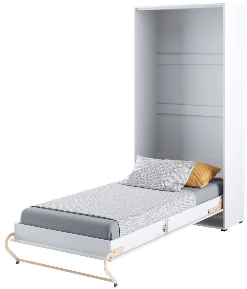 Σετ επίπλων Concept Pro Lenart AH145, Γυαλιστερό λευκό, Άσπρο, Πλαστικοποιημένη μοριοσανίδα, Τάβλες για Κρεβάτι, 90x200, Μονόκλινο, Με συρτάρια, Με πόρτες