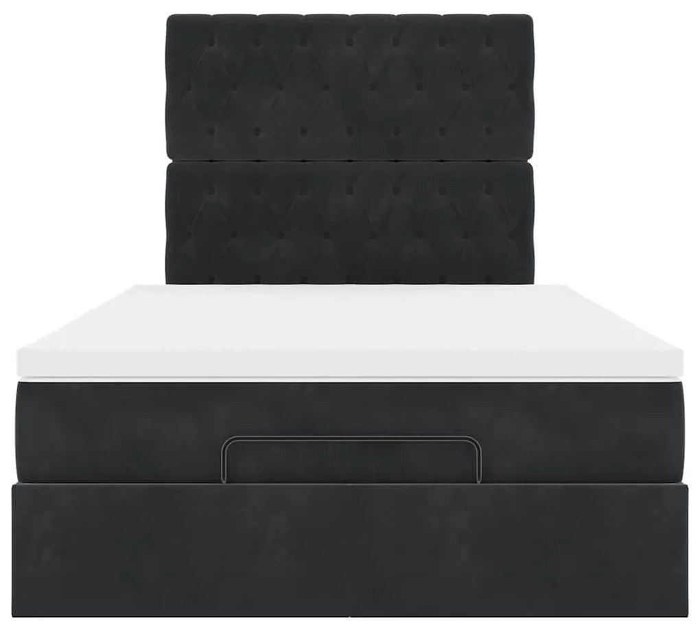 vidaXL Οθωμανικό κρεβάτι με στρώματα Μαύρο 120x200cm Velvet