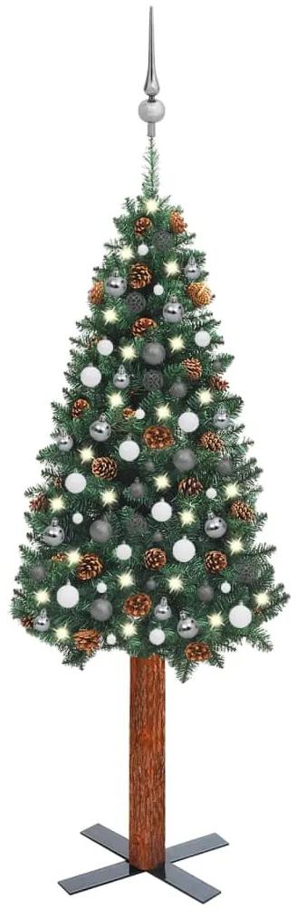 vidaXL Χριστουγεννιάτικο Δέντρο Slim LED & Μπάλες Πράσινο 180 εκ. PVC