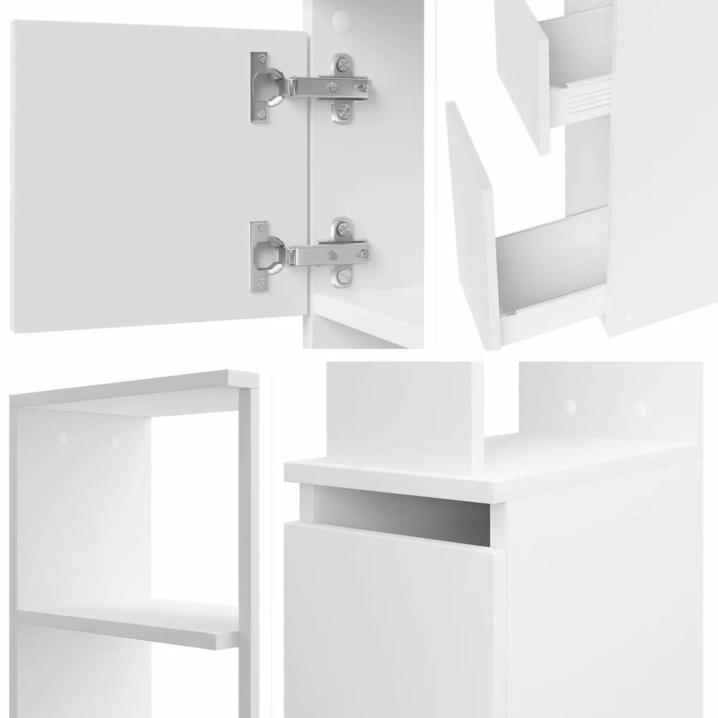 Επιτοίχιο ντουλάπι μπάνιου Trenton 124, Άσπρο, Εντοιχισμένη, Ο αριθμός των θυρών: 1, 136x20x33cm, 16 kg, Πλαστικοποιημένη μοριοσανίδα | Epipla1.gr