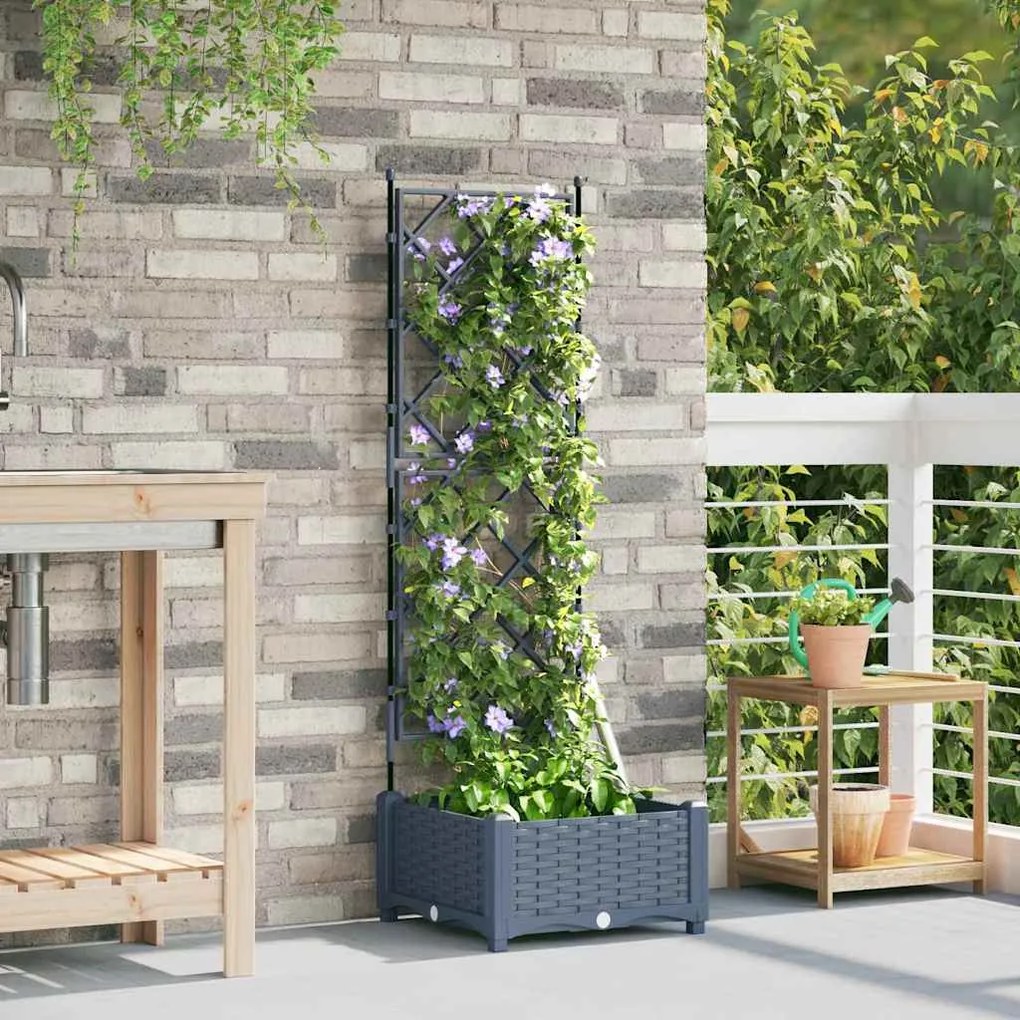 vidaXL Γλάστρα Κήπου με Στήλη Ανοιχτό Γκρι 40x40x125.5 εκ