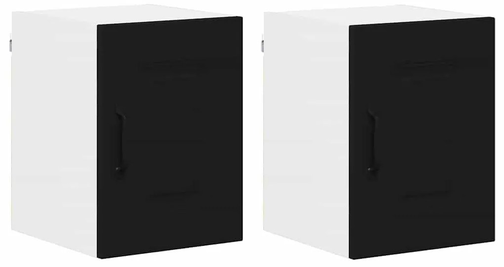 vidaXL Κρεμαστό ντουλάπι κουζίνας με ράφι 2 pcs Μαύρο 30 x 31 x 40 εκ.