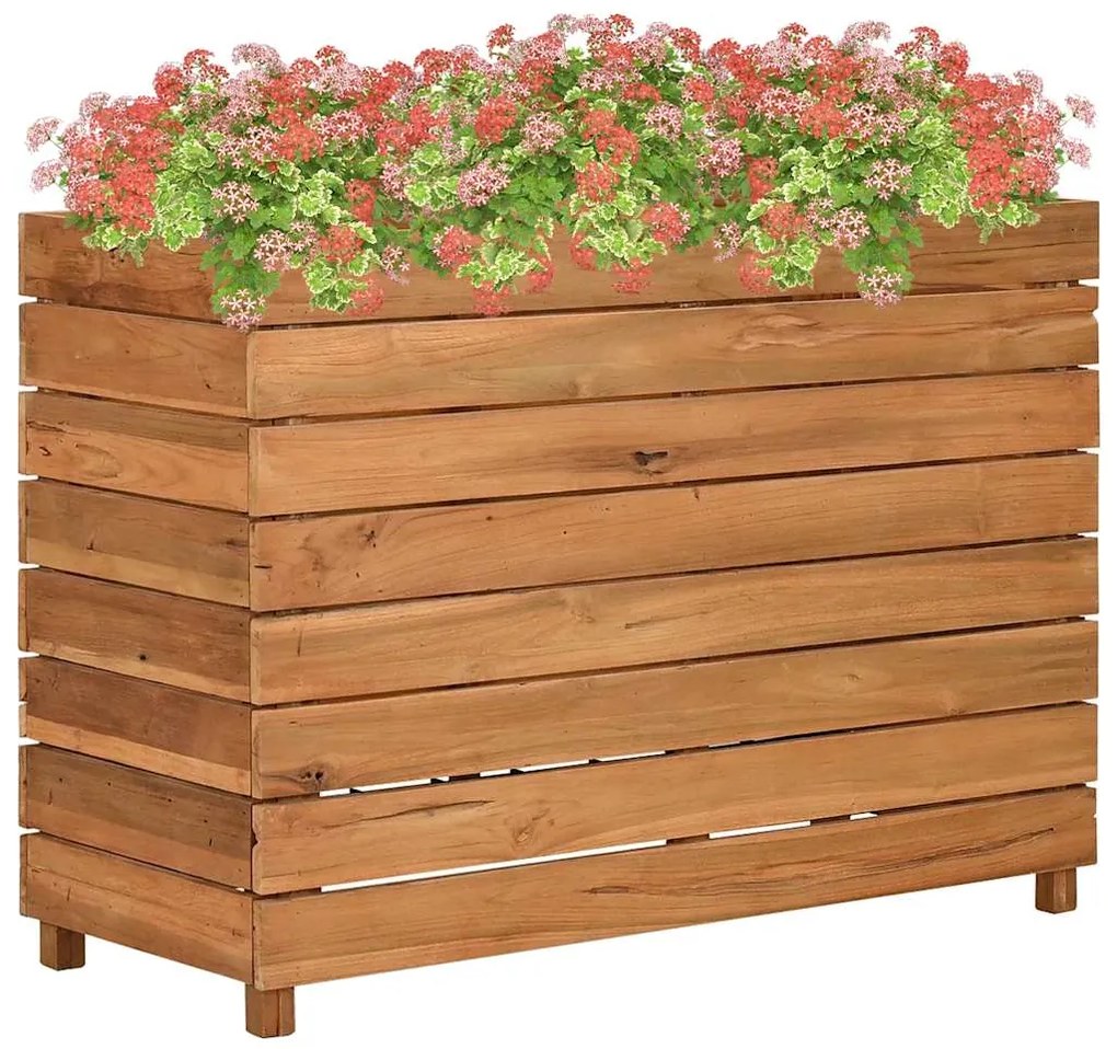 vidaXL Ζαρντινιέρα Υπερυψωμένη 100x40x72 εκ. Ανακυκλ. Ξύλο Teak/Ατσάλι