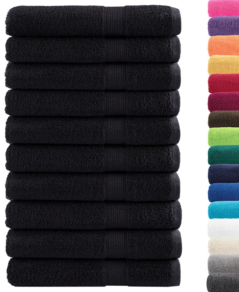 vidaXL Πετσέτες  Premium 'SOLUND', 25 τμχ, μαύρες, 100 x 200 εκ, 550 gsm