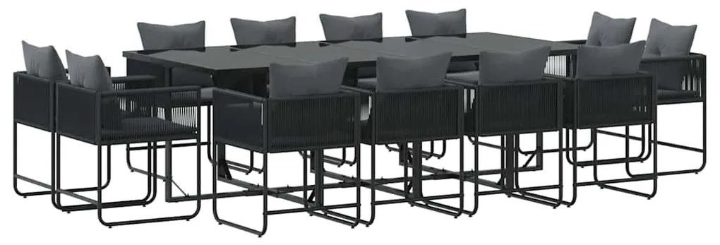 vidaXL Σετ Εξωτερικής Τραπεζαρίας 13 Τεμαχίων με Μαξιλάρια από Χάλυβα και Πολυ Ράτταν