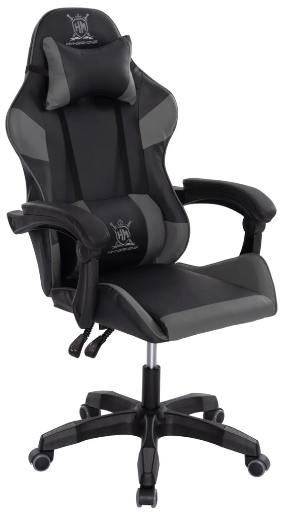 ΠΟΛΥΘΡΟΝΑ GAMING DARREN  ΜΑΥΡΟ-ΓΚΡΙ PVC &amp; NYLON 51x49x125Υεκ.