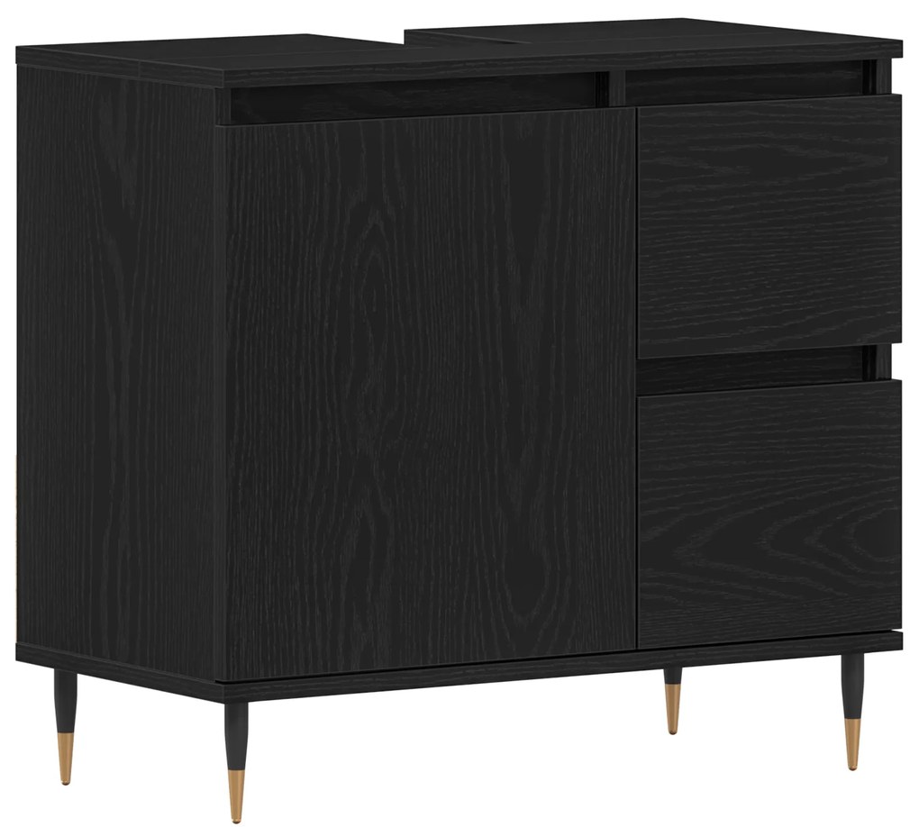 vidaXL Νιπτήρας Μπάνιου Μαύρο Δρυς 65x33x60 εκ Επεξεργασμένο ξύλο