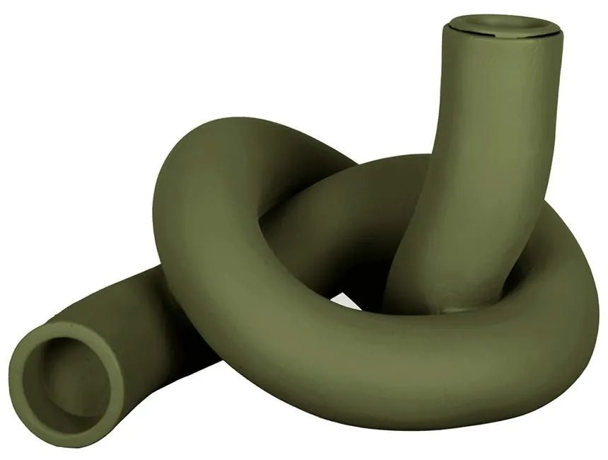 Κηροπήγιο Knot Single PT3881MG 13,3x10cm Green Present Time Ceramic