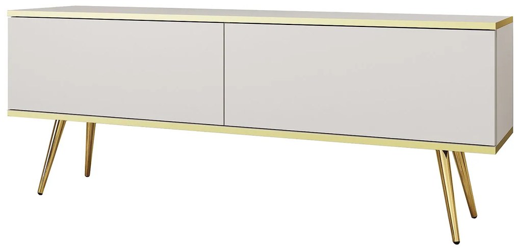 Lh-homefurniture Έπιπλο τηλεόρασης ORO  Λευκό+ χρυσό 135x53x32cm P_ORO_STVb+GL