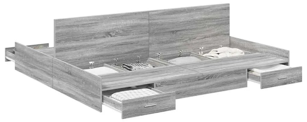 vidaXL Κρεβάτι με αποθηκευτικό χώρο Γκρίζο Σονομα 180 x 200 cm