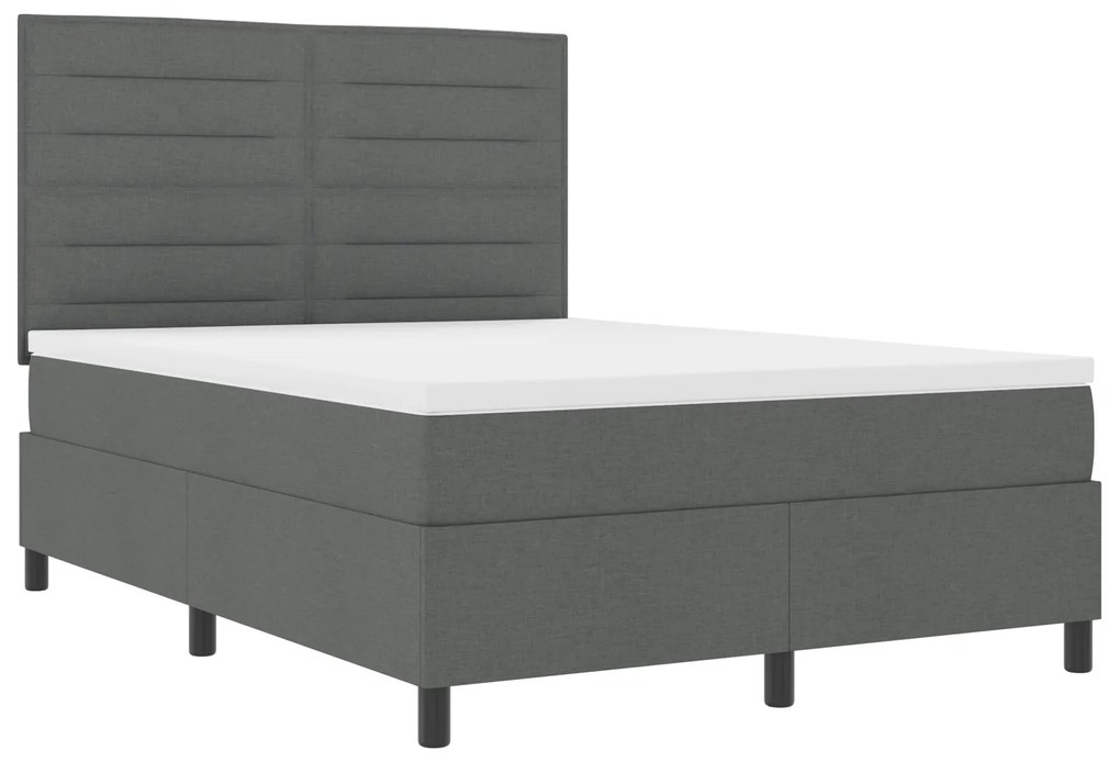 vidaXL Σκούρο Γκρι Κρεβάτι με Στρώμα 140x200 cm Υφασμα