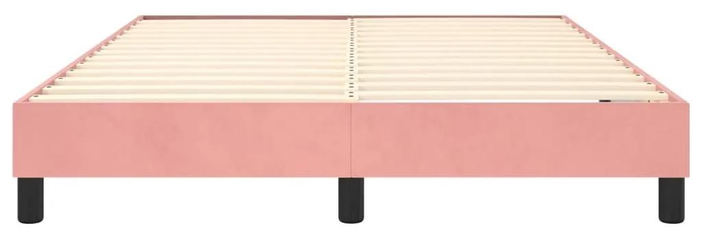 Πλαίσιο Κρεβατιού Boxspring Ροζ 140x200 εκ. Βελούδινο - Ροζ