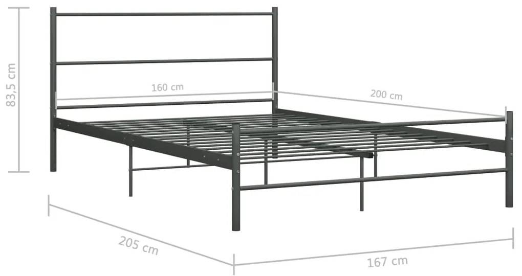 Πλαίσιο Κρεβατιού Γκρι 160 x 200 εκ. Μεταλλικό - Γκρι