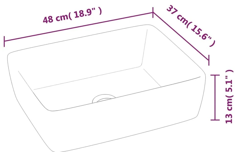 Νιπτήρας Ορθογώνιος Λευκός 48 x 37 x 13 εκ. Κεραμικός - Λευκό