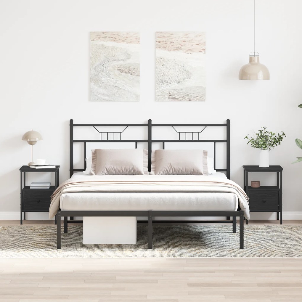 vidaXL Κομοδίνα 2 τμχ Μαύρη Βελανιδιά 34x36x50 εκ Επεξεργασμένο Ξύλο