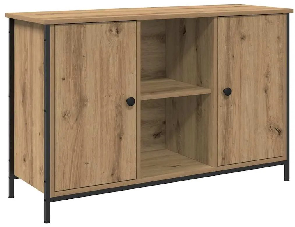 vidaXL Ντουλάπα Τηλεόρασης Μαύρη Δρυς 101x35x65 εκ. Κατασκευασμένο από ξύλο και ατσάλι
