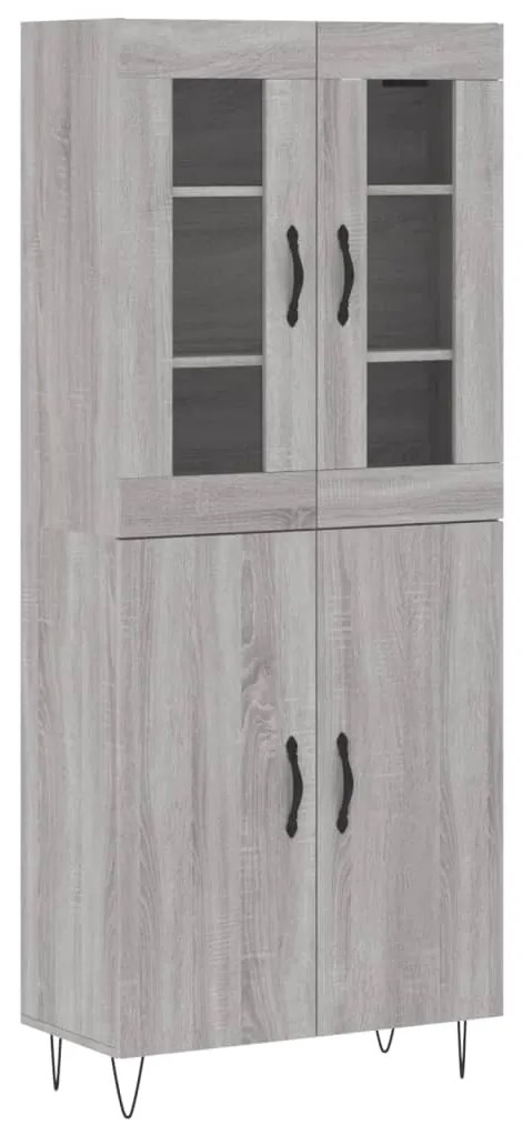 vidaXL Ντουλάπι Γκρι Sonoma 69,5 x 34 x 180 εκ. Επεξεργασμένο Ξύλο