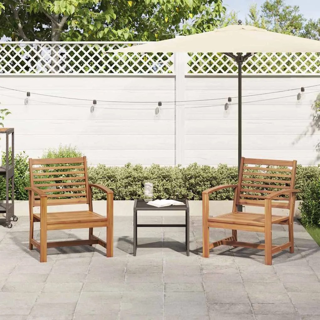 vidaXL Καρέκλες Κήπου 2 pcs Φυσικό 60 x 65 x 76.5 εκ Μασίφ ξύλο teak