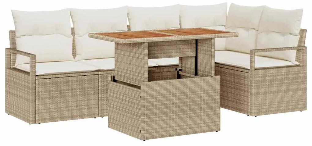 vidaXL Σέτ φαγητού για κήπο 6 pcs Μπεζ, Κρέμα 100 x 55 x 73 εκ