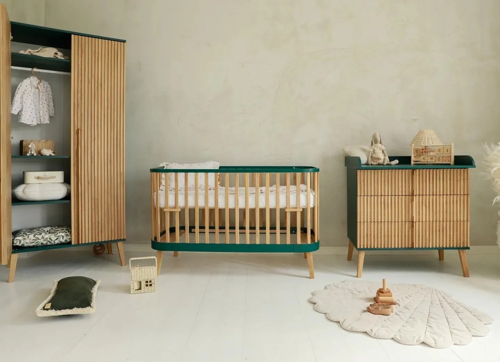 Βρεφικό Κρεβάτι  Bambi Mundo  Natural + Green 70×140cm  Luletto (Δώρο 10% έκπτωση στο Στρώμα)