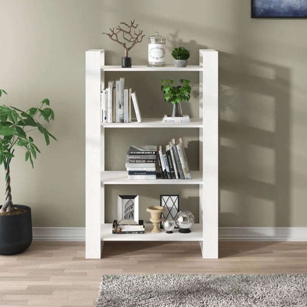 vidaXL Βιβλιοθήκη/Διαχωριστικό Χώρου Λευκό 80x35x125 εκ. Μασίφ Πεύκο