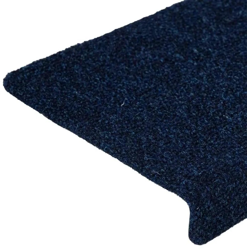 vidaXL Πατάκια Σκαλιών Αυτοκόλλητα 15 τεμ. 65x21x4 εκ. Μπλε Ναυτικό με Ορθογώνια Άκρη