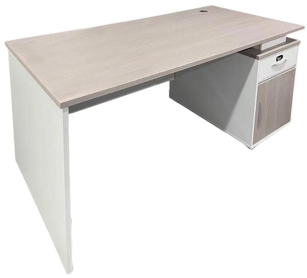 Γραφείο εργασίας Armadi με ντουλάπι σε Sonoma - Λευκό 140x70x75εκ 140x70x75 εκ.