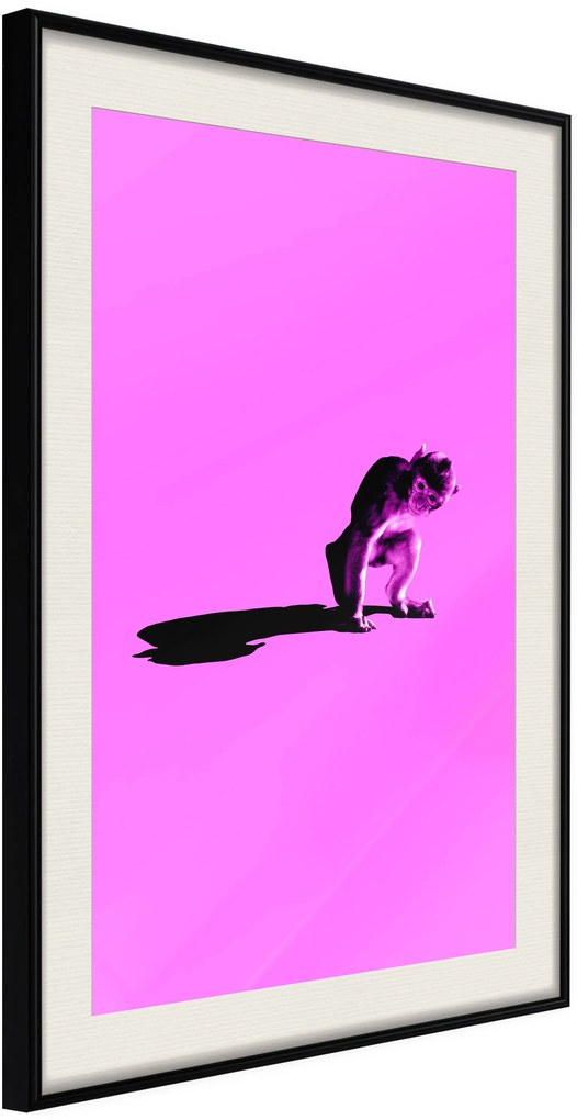 Αφίσα - Monkey on Pink Background - 20x30 - Μαύρο - Με πασπαρτού