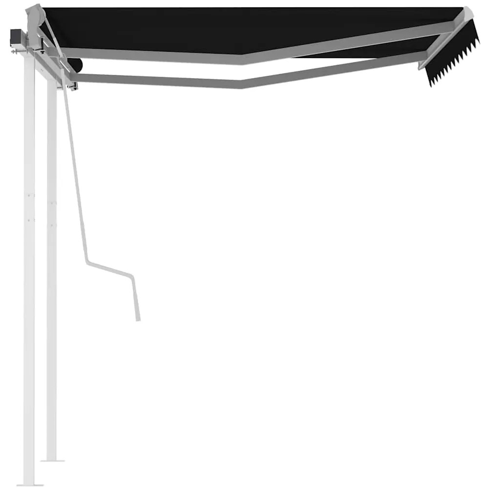 vidaXL Τέντα Συρόμενη Χειροκίνητη με Στύλους Ανθρακί 3,5 x 2,5 μ.