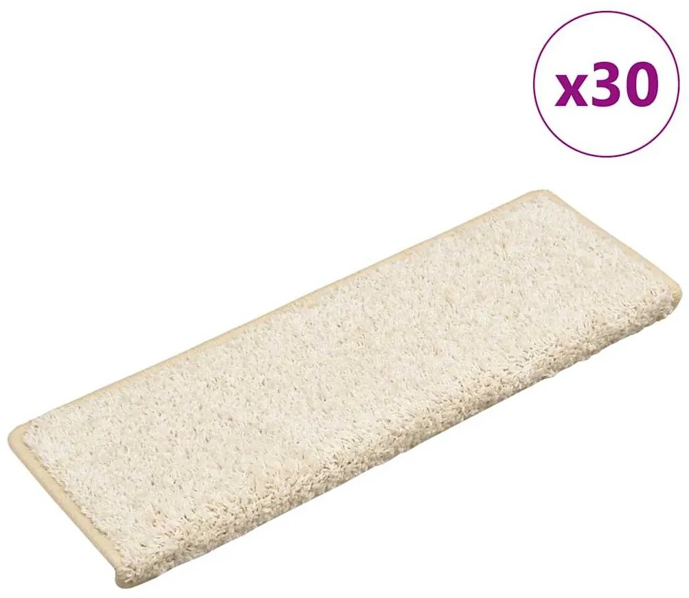 vidaXL Πατάκια Σκαλιών 30 τεμ. Λευκά Ορθογώνια Άκρα 65x21x4 εκ.