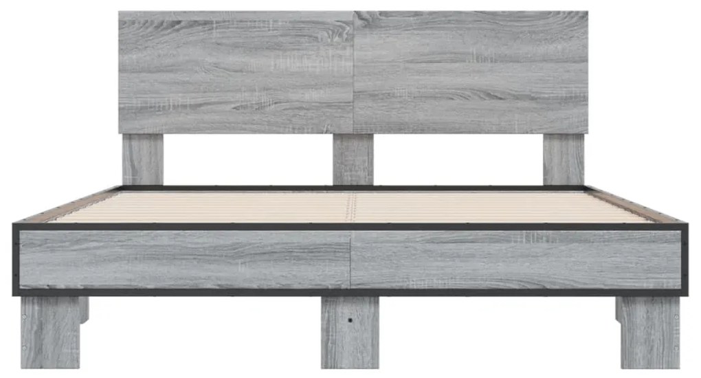 vidaXL Πλαίσιο Κρεβατιού Γκρι Sonoma 120 x 190εκ. Επεξ. Ξύλο &amp; Μέταλλο