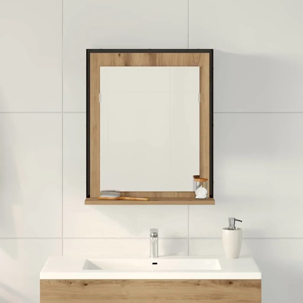 vidaXL Καθρέφτης Μπάνιου με ράφι artisan δρυς 50 x 12 x 60 εκ