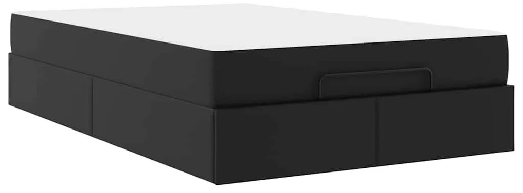 vidaXL Σκελετός κρεβατιού με στρώμα με στρώμα 2 pcs Μαύρο PVC