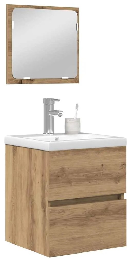 vidaXL Σετ Επίπλων Μπάνιου 3 pcs Μαύρο Δρυς και Λευκό Κανονικός