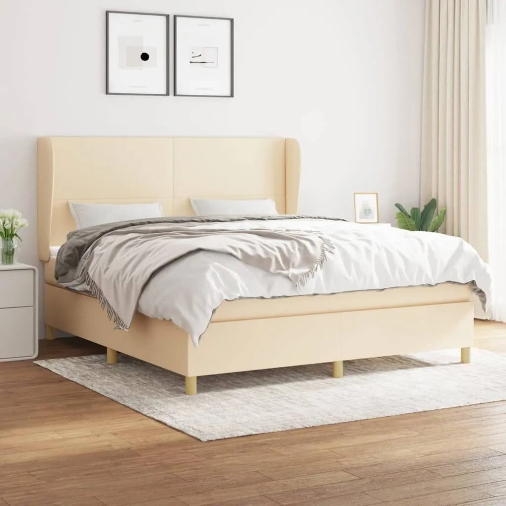 ΚΡΕΒΑΤΙ BOXSPRING ΜΕ ΣΤΡΩΜΑ ΚΡΕΜ 180X200 ΕΚ. ΥΦΑΣΜΑΤΙΝΟ 3128386