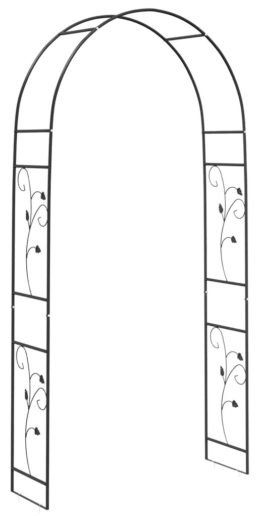 vidaXL Κήπος Αψίδα Floral Μαύρο 115 x 37 x 231 εκ.