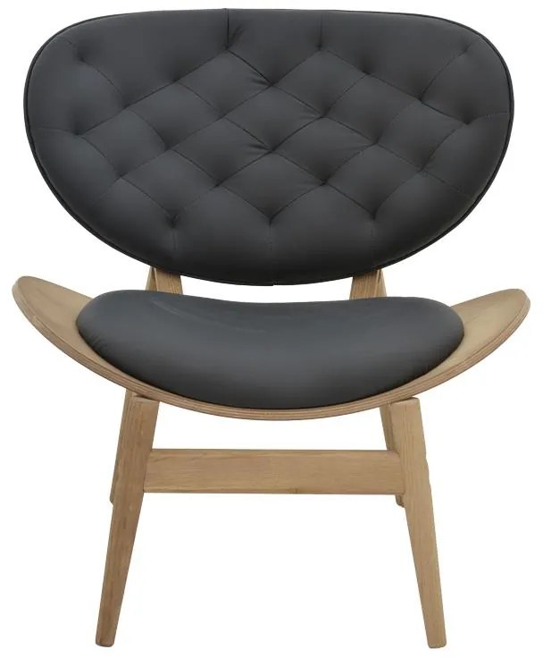 Πολυθρόνα relax Udalle μασίφ ξύλο καρυδί-PU μάυρο 77x70x82εκ 77x70x82 εκ.