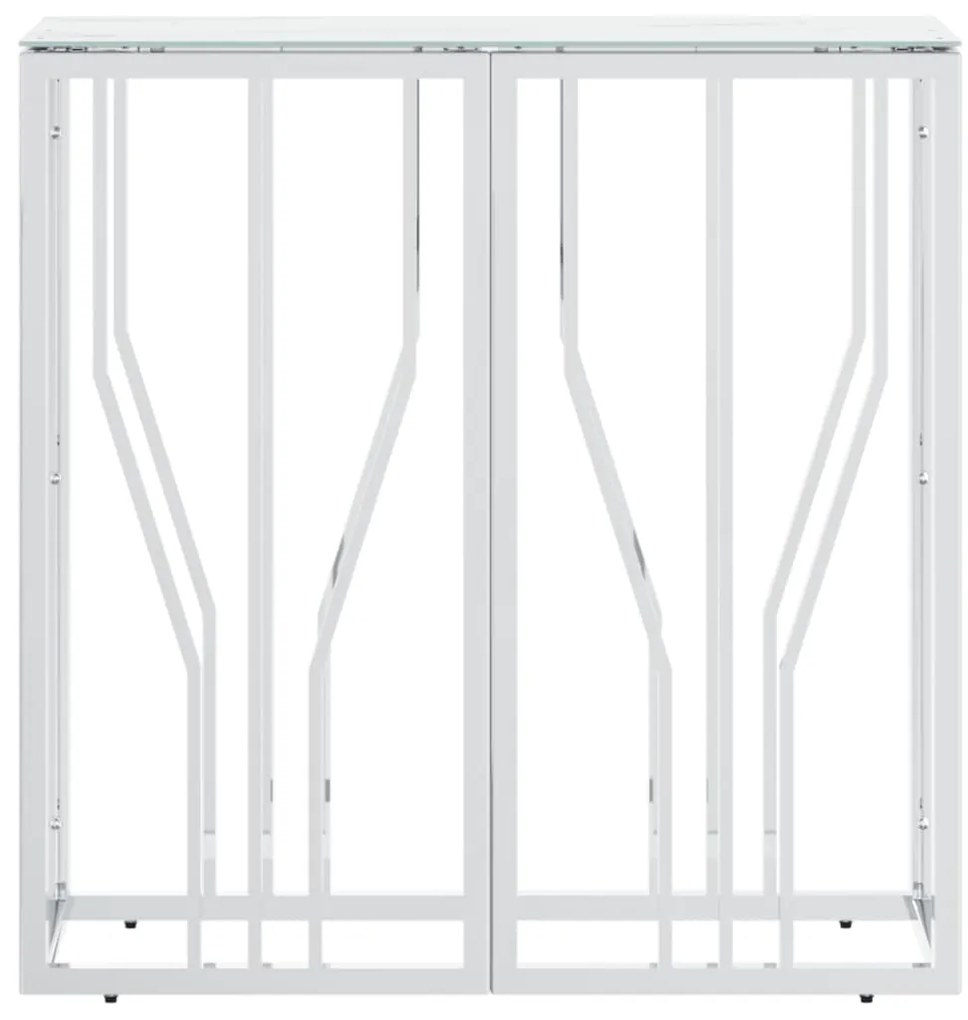 vidaXL Τραπέζι Κονσόλα Ασημί 70x30x70 εκ. Ανοξείδωτο Ατσάλι και Γυαλί