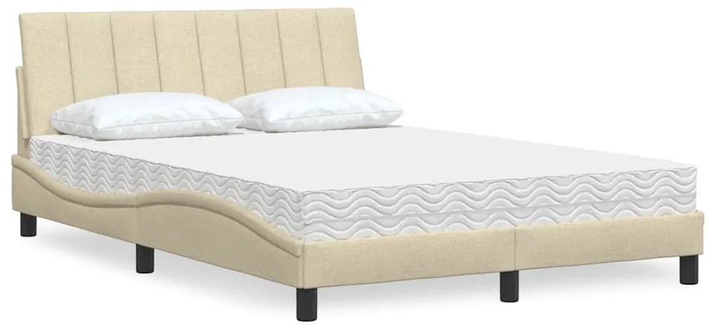 vidaXL Κρεβάτι με Στρώμα Κρεμ 140x200 εκ. Υφασμάτινο