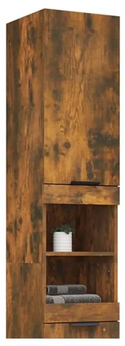 vidaXL Ντουλάπι Μπάνιου Καπνιστή Δρυς 32x34x188,5 εκ. Επεξεργ. Ξύλο