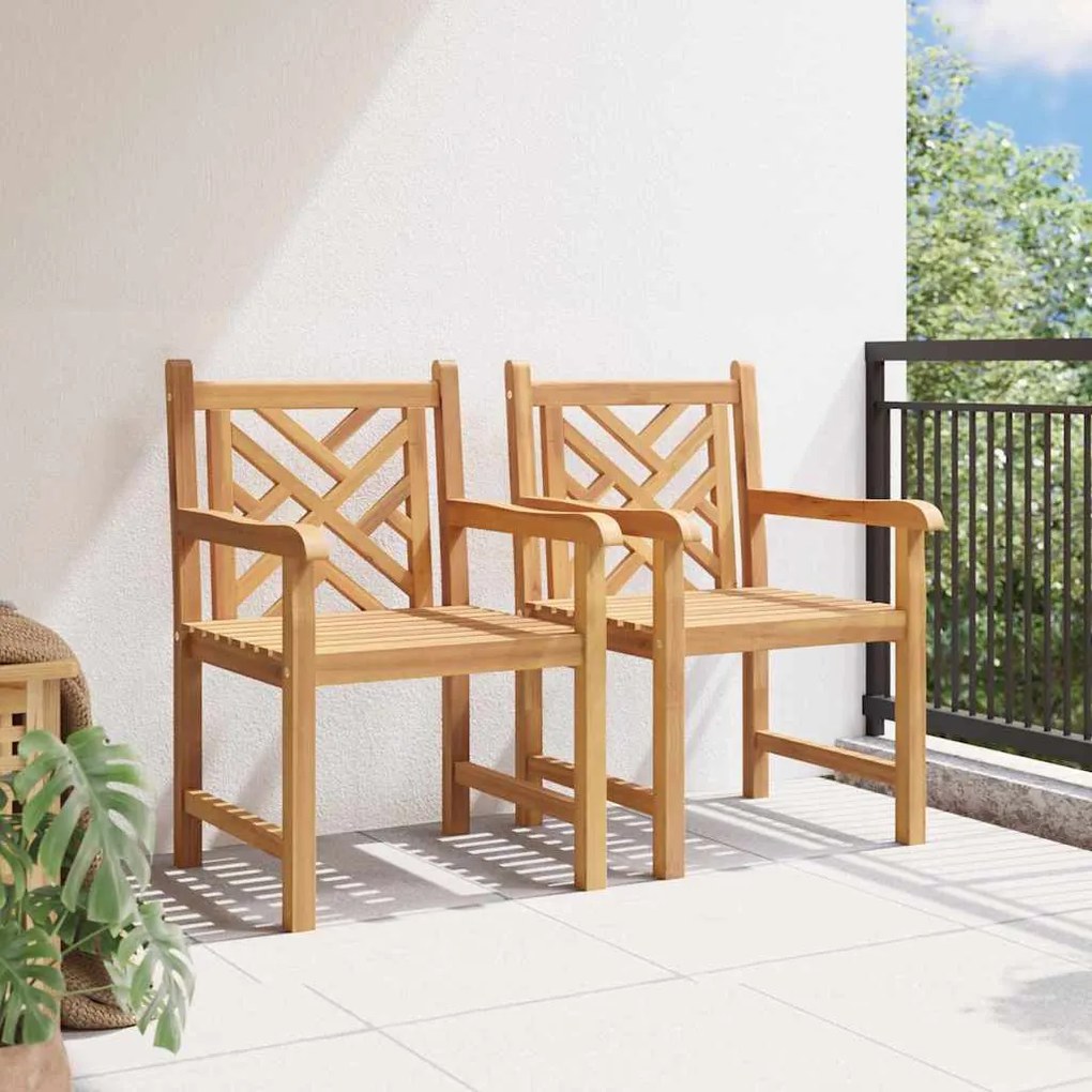 vidaXL Καρέκλες Κήπου 2 pcs Καφέ 58 x 60 x 90 εκ Μασίφ ξύλο teak