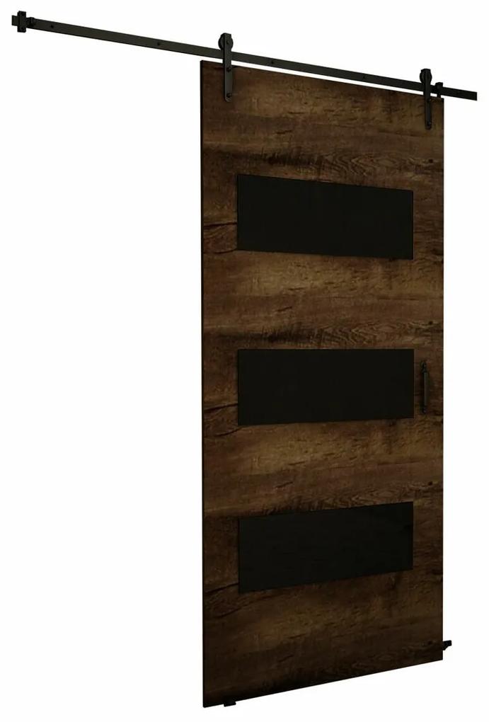 Συρόμενες πόρτες Dover 161, 37 kg, Μαύρο, Σκούρα φλαμουριά, Πλαστικοποιημένη μοριοσανίδα, Καφέ, Αλουμίνιο | Epipla1.gr