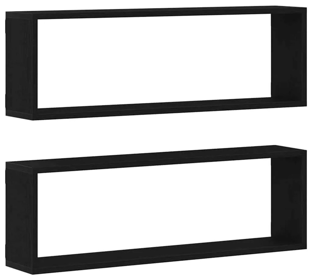 vidaXL Ράφι Τοίχου με ράφι Επιτοίχιο 2 pcs Μαύρη Δρυς 80 x 15 x 26 εκ.