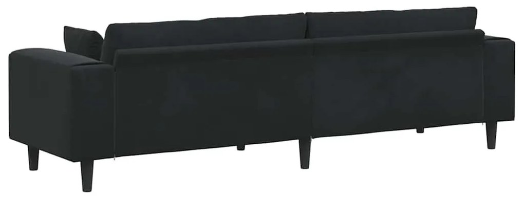 vidaXL Καναπές με μαξιλάρι Μαύρο 250 x 77 x 76 εκ. Βελούδο