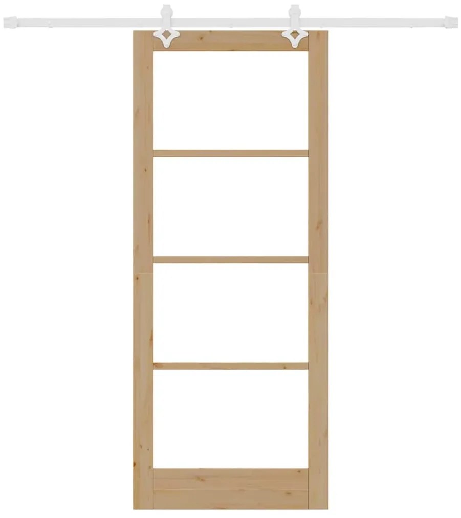 vidaXL Συρόμενη Πόρτα Καφέ 86 x 211 cm Ξύλο και μέταλλο