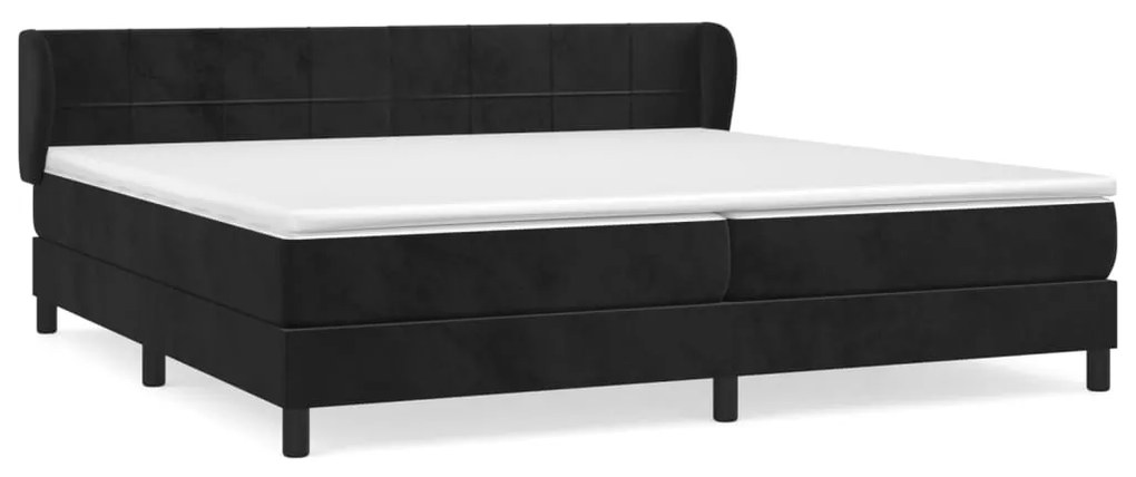 vidaXL Κρεβάτι Boxspring με Στρώμα Μαύρο 200x200 εκ. Βελούδινο