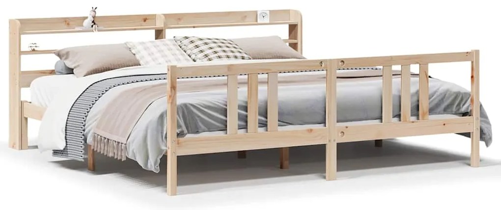 vidaXL Πλαίσιο Κρεβατιού με Κεφαλάρι 180x200 εκ. από Μασίφ Ξύλο Πεύκου