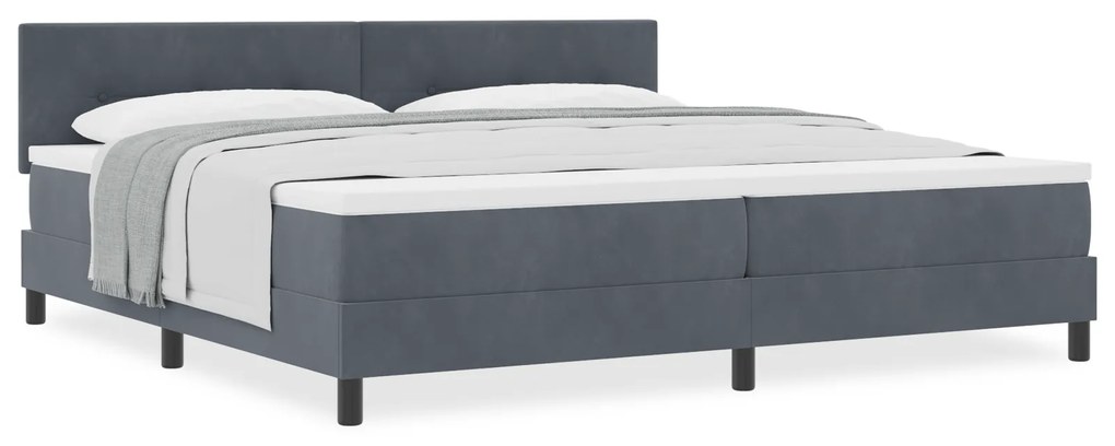 vidaXL Κρεβάτι με Στρώμα Σπαστό Σκούρο Γκρι 200x200 εκ. Βελούδινο