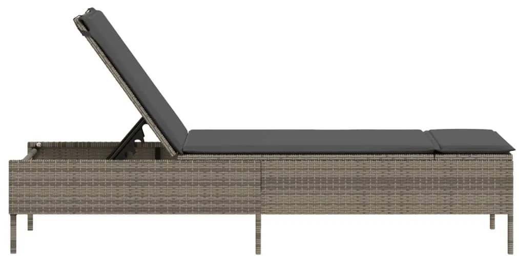 vidaXL Ξαπλώστρα με Μαξιλάρι Γκρι από Συνθετικό Ρατάν